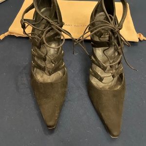 Stuart Weitzman Black Suede Lace Up Heels Size 6